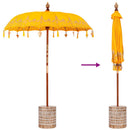 vidaXL Balinéz napernyő alappal Sárga 185 x 185 x 260 cm Pamut