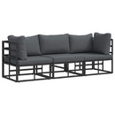 vidaXL Kültéri Bútor párnával párnával Fekete Alumínium