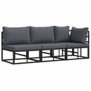 vidaXL Kültéri Bútor párnával párnával Fekete Alumínium