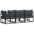 vidaXL Kültéri Bútor párnával párnával Fekete Alumínium