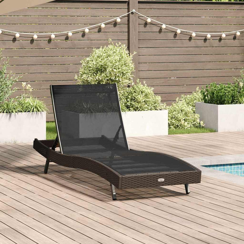 vidaXL Napozó 1-személy Barna 70 x 197 x 82 cm Poliratán és Fém