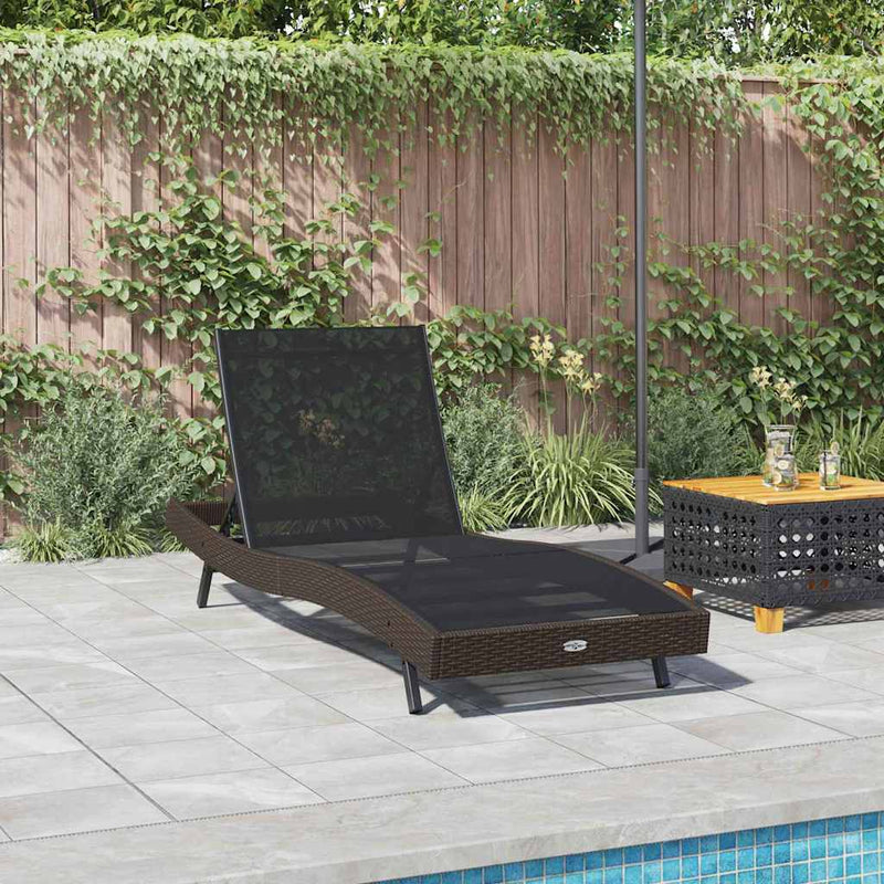 vidaXL Napozó 1-személy Barna 70 x 197 x 82 cm Poliratán és Fém