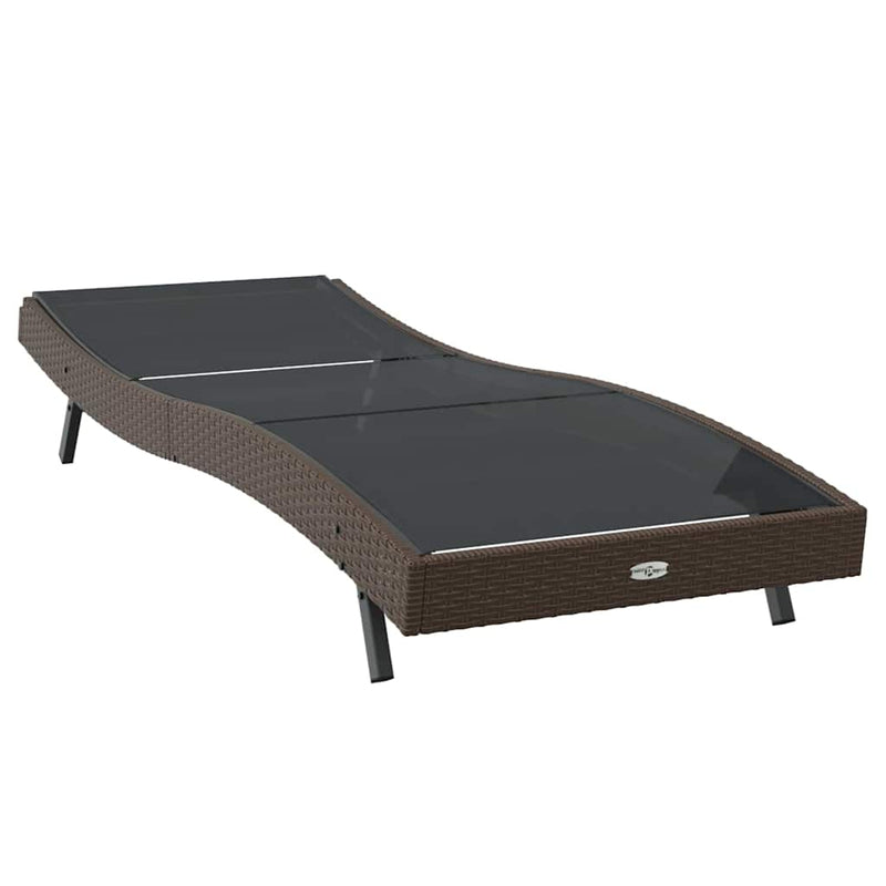 vidaXL Napozó 1-személy Barna 70 x 197 x 82 cm Poliratán és Fém
