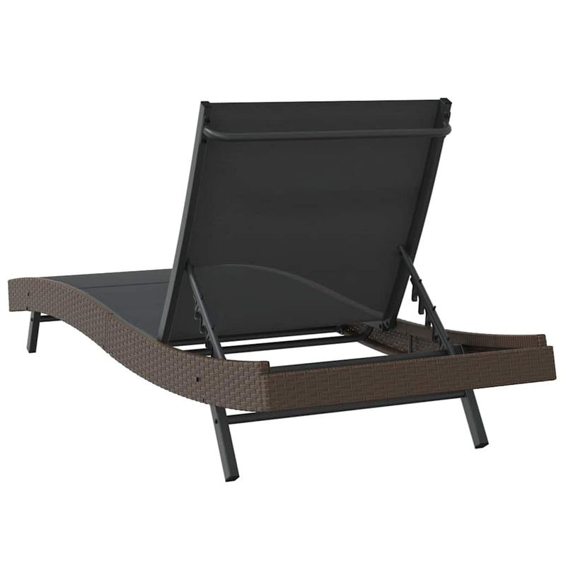 vidaXL Napozó 1-személy Barna 70 x 197 x 82 cm Poliratán és Fém