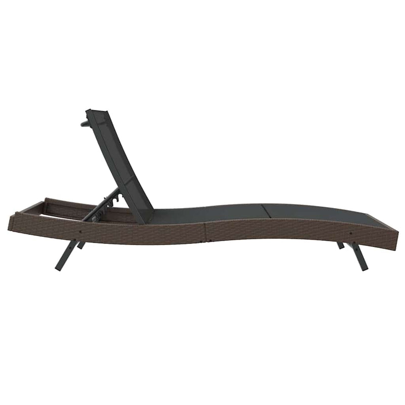 vidaXL Napozó 1-személy Barna 70 x 197 x 82 cm Poliratán és Fém