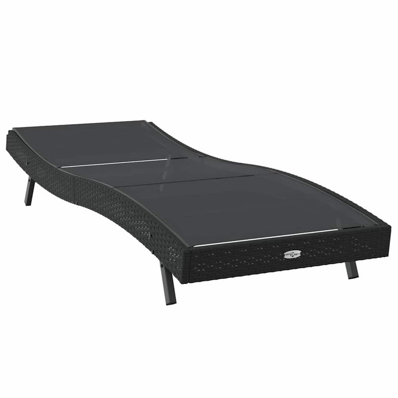 vidaXL Napozó 1-személy Fekete 70 x 197 x 82 cm Poliratán és Fém
