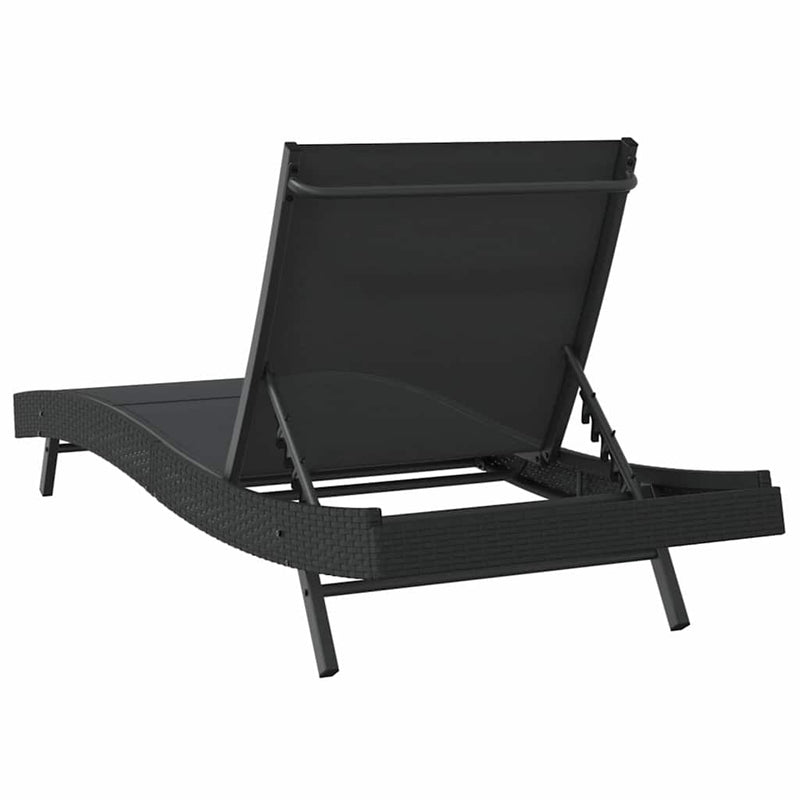 vidaXL Napozó 1-személy Fekete 70 x 197 x 82 cm Poliratán és Fém