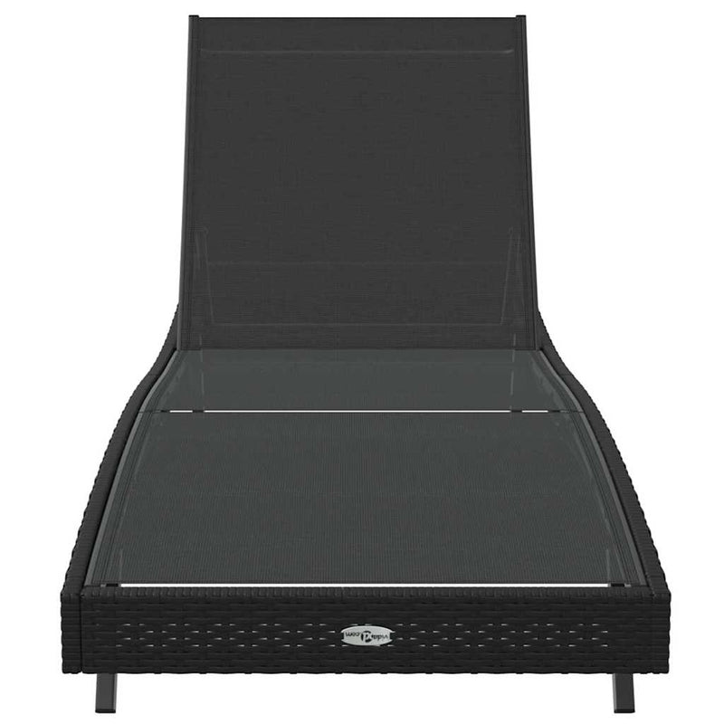 vidaXL Napozó 1-személy Fekete 70 x 197 x 82 cm Poliratán és Fém