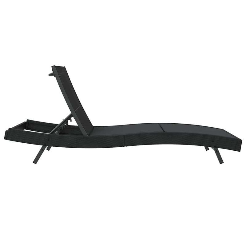 vidaXL Napozó 1-személy Fekete 70 x 197 x 82 cm Poliratán és Fém