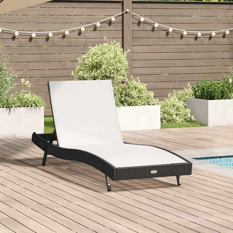 vidaXL Napozó Fekete és Fehér 70 x 197 x 82 cm Poliratán és Fém