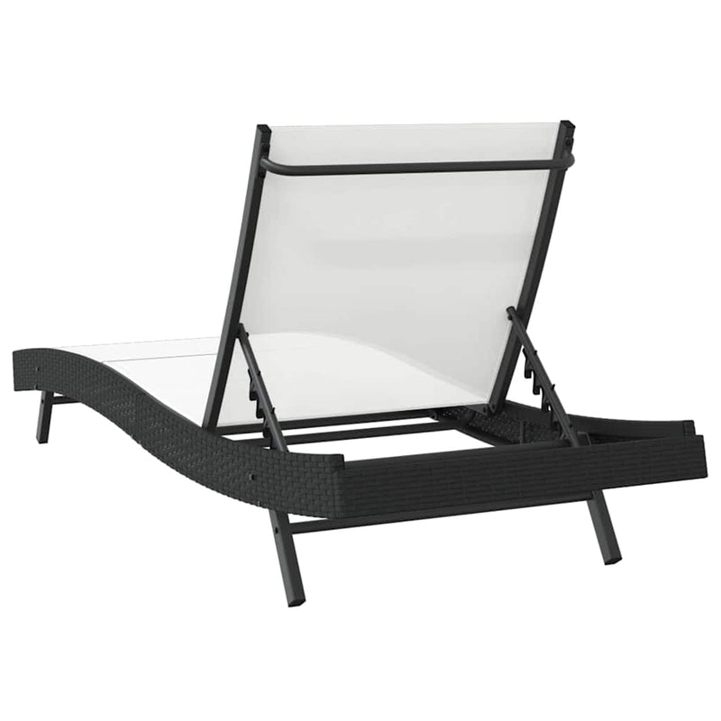 vidaXL Napozó Fekete és Fehér 70 x 197 x 82 cm Poliratán és Fém