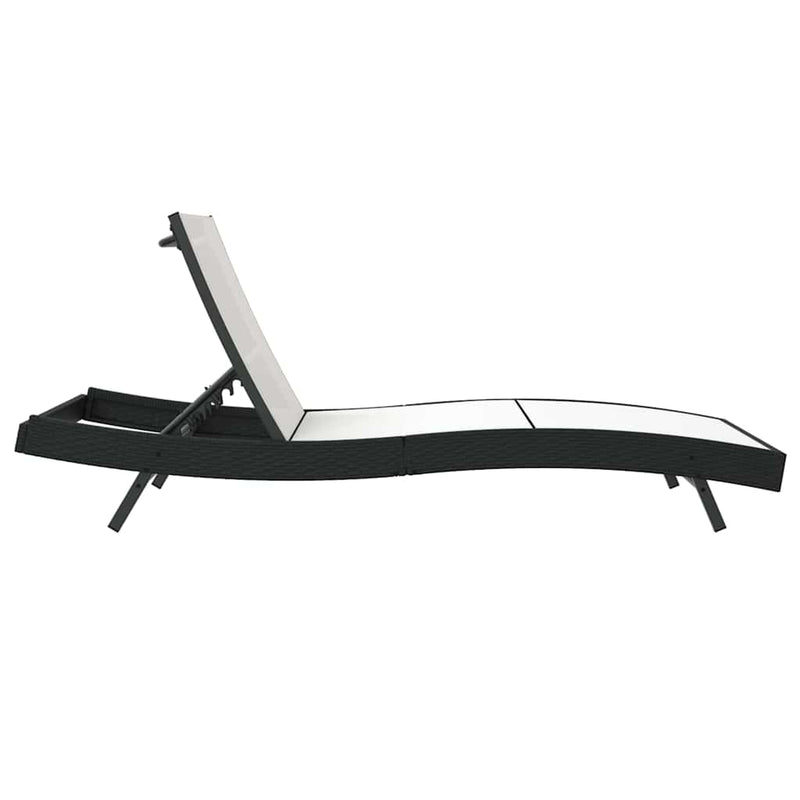 vidaXL Napozó Fekete és Fehér 70 x 197 x 82 cm Poliratán és Fém