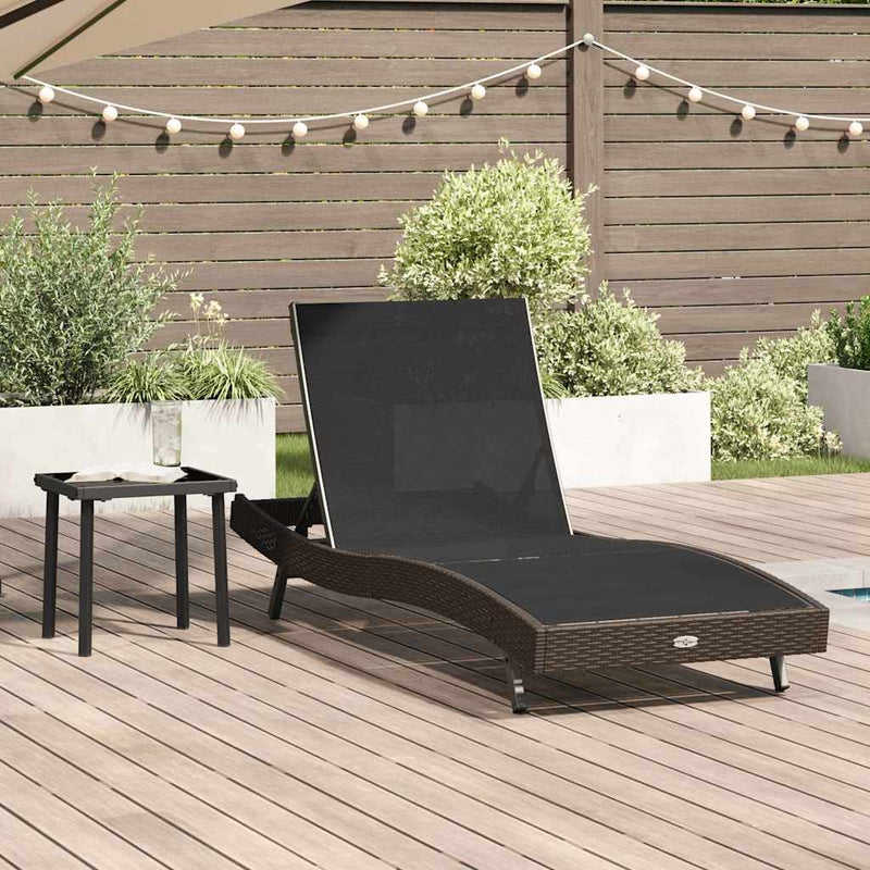 vidaXL Napozóágy asztallal 2 pcs Barna, fekete 40 x 40 x 40.5 cm