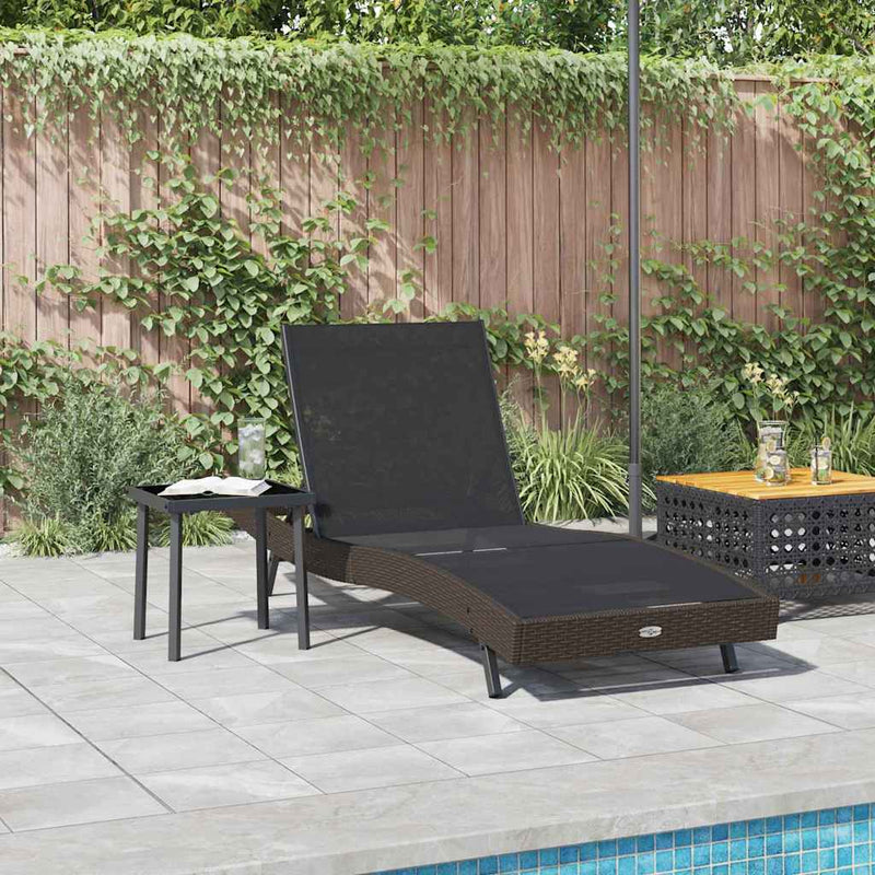 vidaXL Napozóágy asztallal 2 pcs Barna, fekete 40 x 40 x 40.5 cm