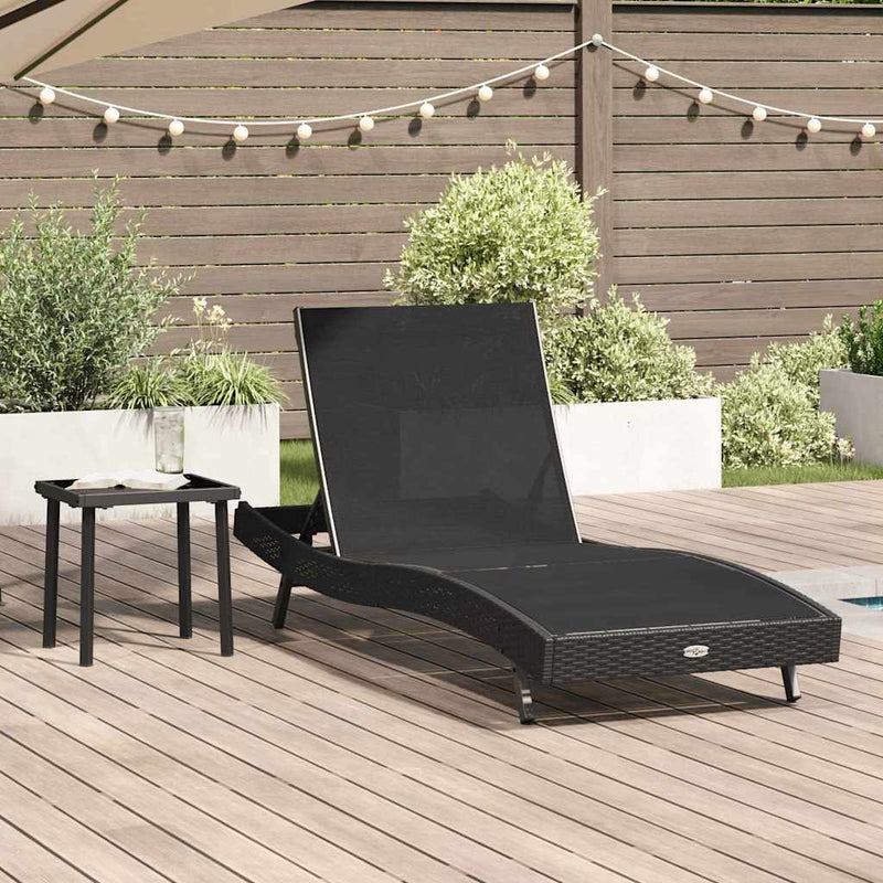 vidaXL Napozóágy asztallal 2 pcs Fekete 40 x 40 x 40.5 cm polirattan