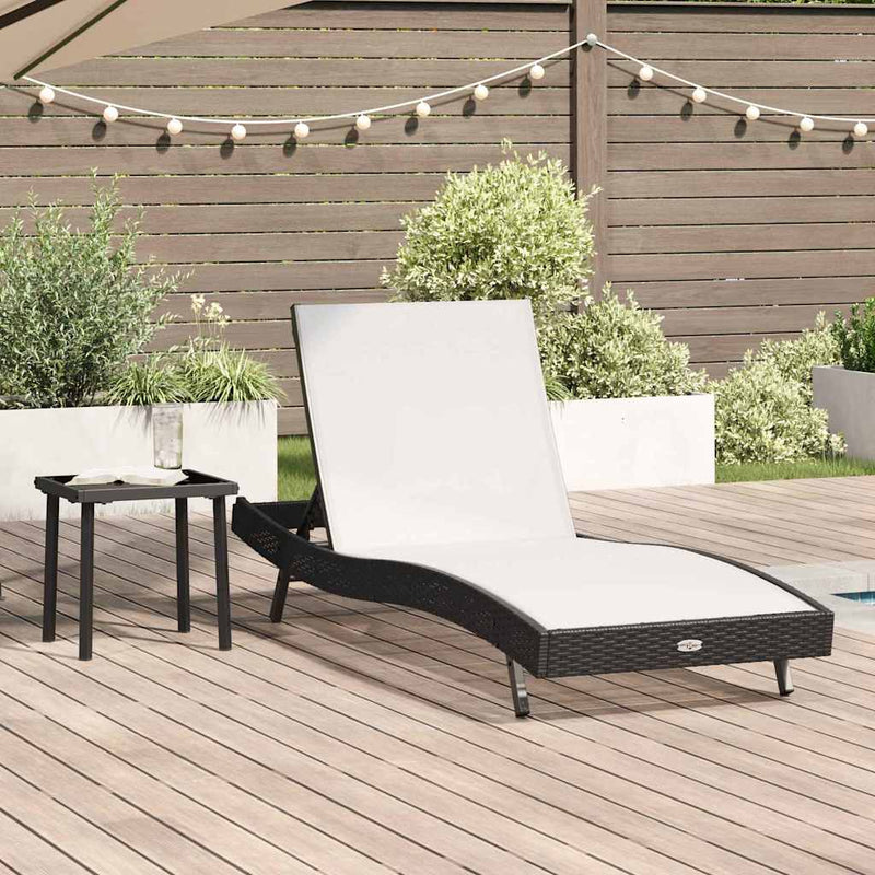 vidaXL Napozóágy asztallal 2 pcs Fekete, Fehér 40 x 40 x 40.5 cm