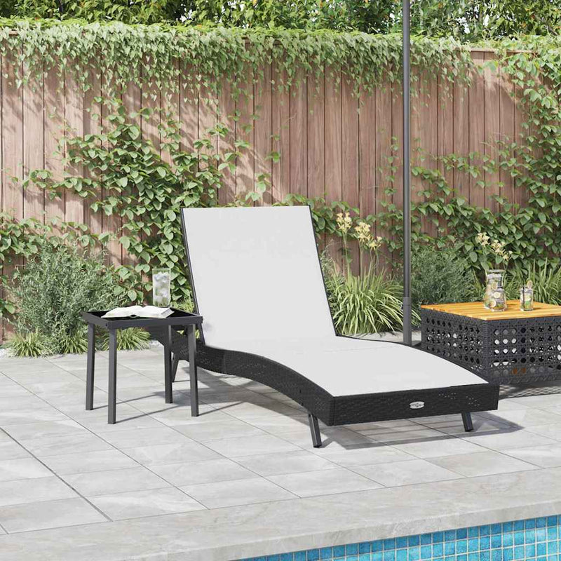 vidaXL Napozóágy asztallal 2 pcs Fekete, Fehér 40 x 40 x 40.5 cm