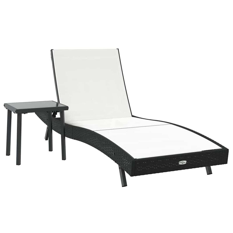 vidaXL Napozóágy asztallal 2 pcs Fekete, Fehér 40 x 40 x 40.5 cm