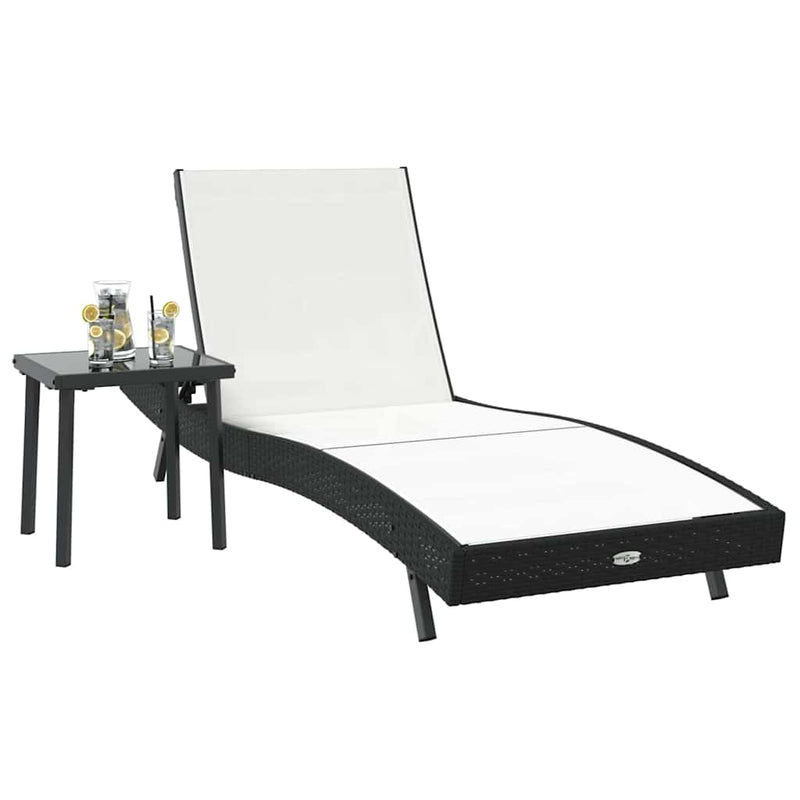 vidaXL Napozóágy asztallal 2 pcs Fekete, Fehér 40 x 40 x 40.5 cm