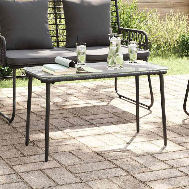 vidaXL Kerti Asztal Fekete 80 x 40 x 45.5 cm Poli rattan