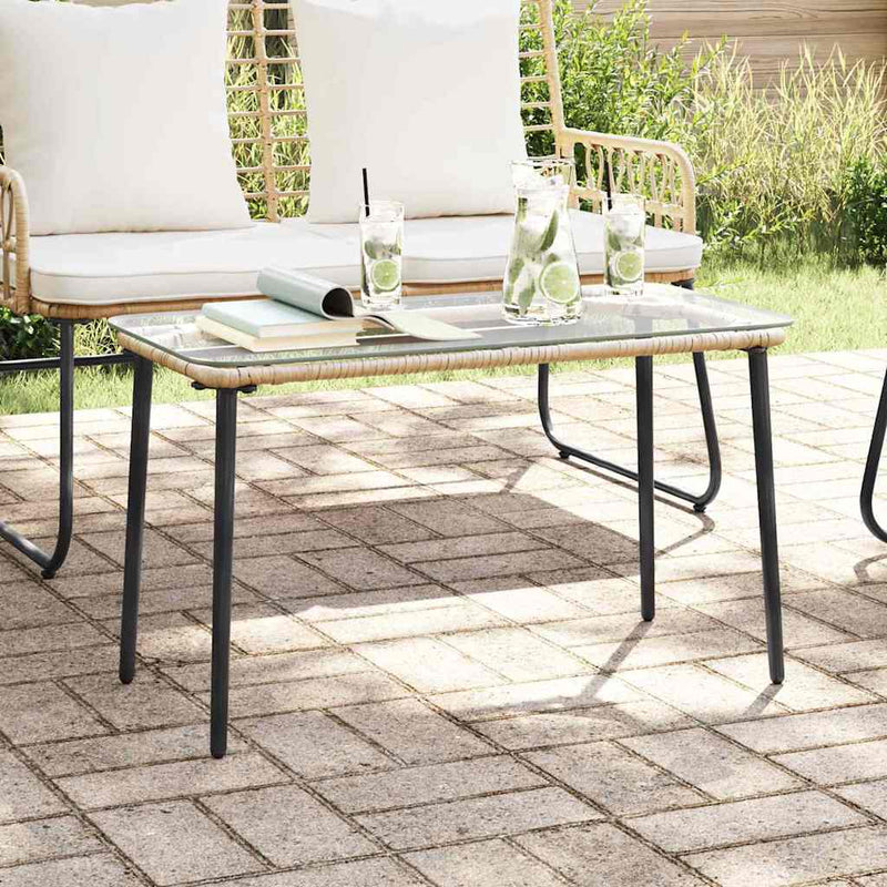 vidaXL Kerti Asztal Természetes 80 x 40 x 45.5 cm Poli rattan