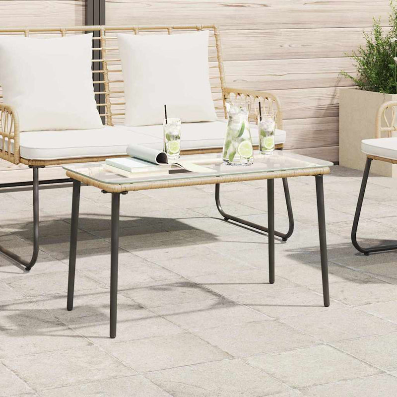 vidaXL Kerti Asztal Természetes 80 x 40 x 45.5 cm Poli rattan
