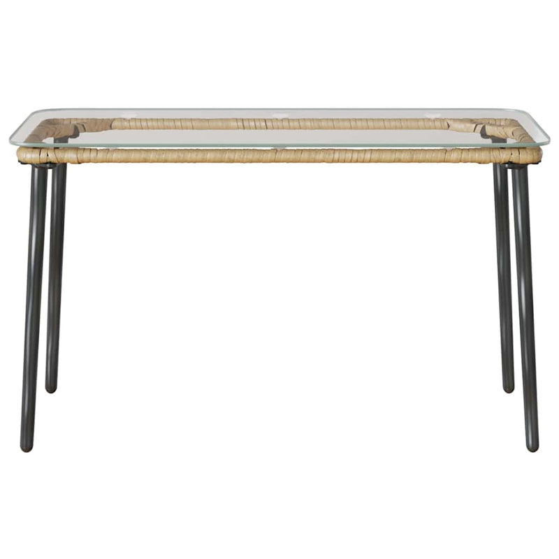 vidaXL Kerti Asztal Természetes 80 x 40 x 45.5 cm Poli rattan