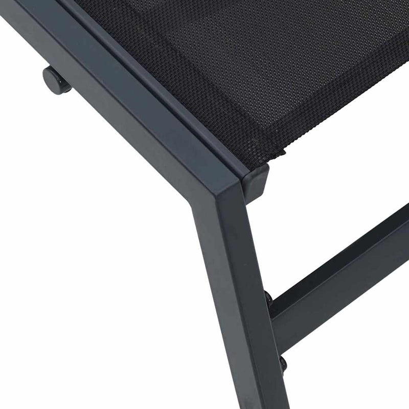 vidaXL Napozó 1-személy Fekete 197 x 54 x 86 cm Acél és textilén