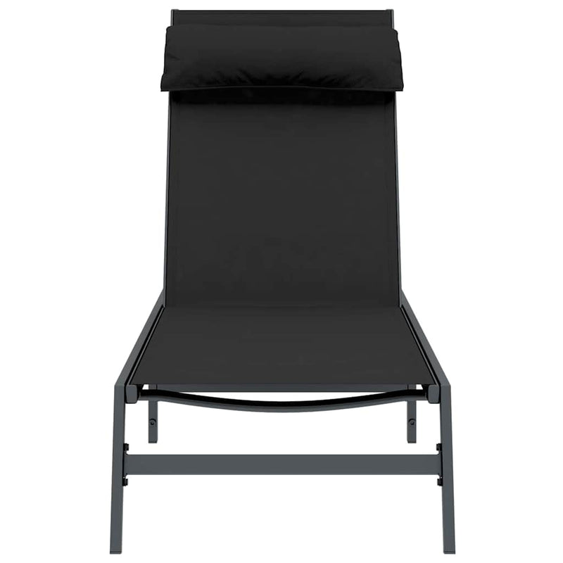 vidaXL Napozó 1-személy Fekete 197 x 54 x 86 cm Acél és textilén