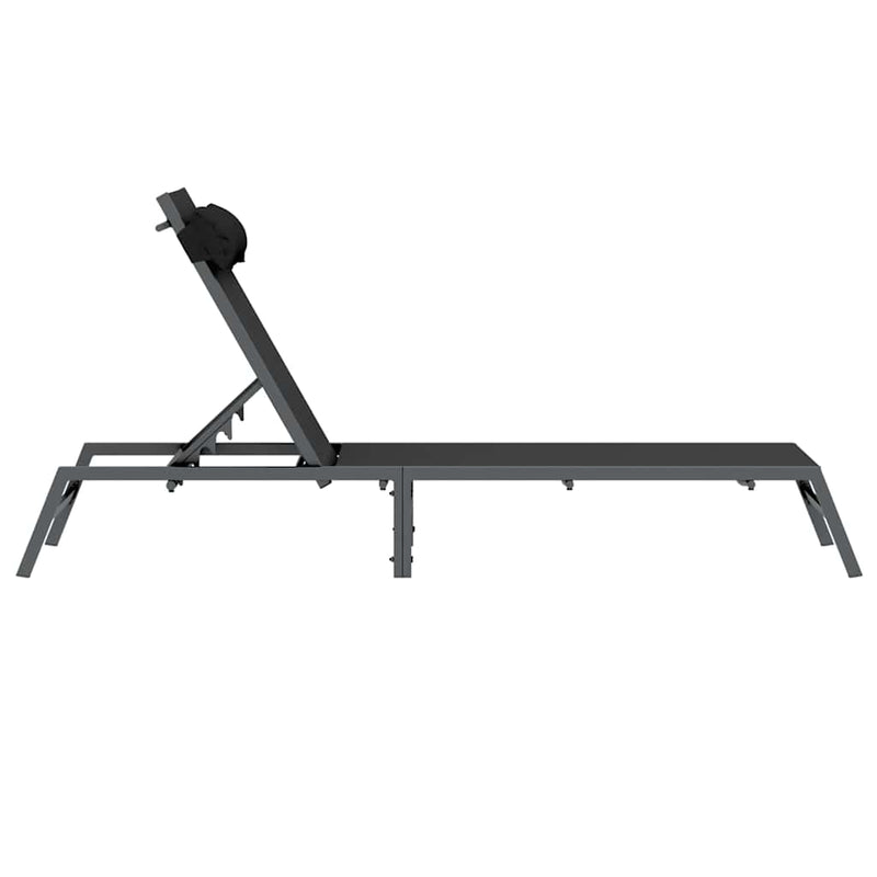 vidaXL Napozó 1-személy Fekete 197 x 54 x 86 cm Acél és textilén