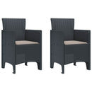 vidaXL Kerti Szék párnával 2 pcs Antracit 53 x 49 x 85 cm Polipropilén
