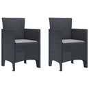 vidaXL Kerti Szék párnával 2 pcs Antracit 53 x 49 x 85 cm Polipropilén
