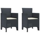 vidaXL Kerti Szék párnával 2 pcs Antracit 53 x 49 x 85 cm Polipropilén