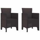 vidaXL Kerti Szék párnával 2 pcs Barna 53 x 49 x 85 cm Polipropilén