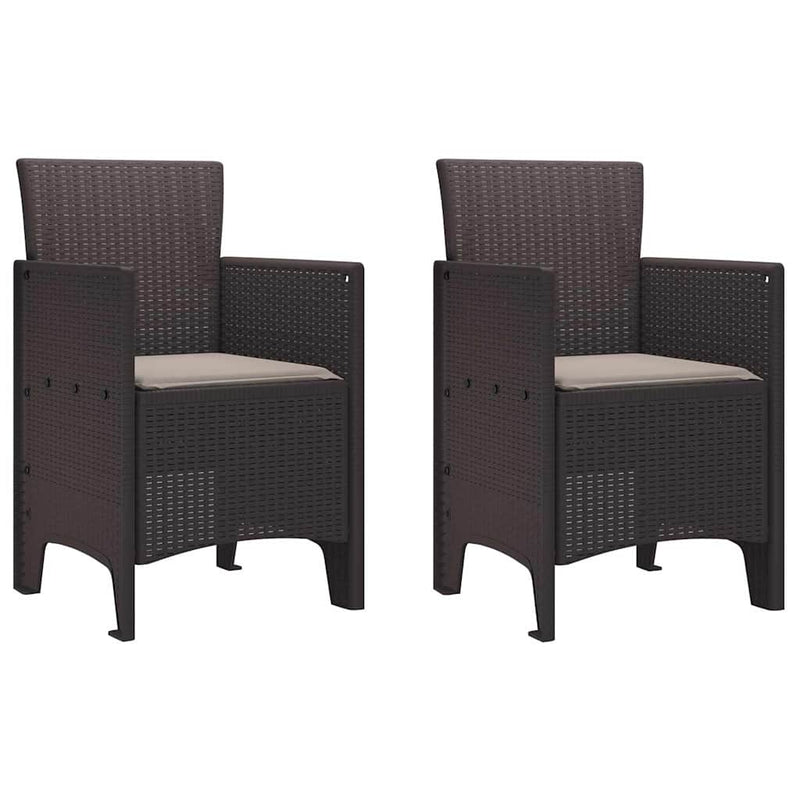 vidaXL Kerti Szék 2 pcs Barna 53 x 49 x 85 cm PP