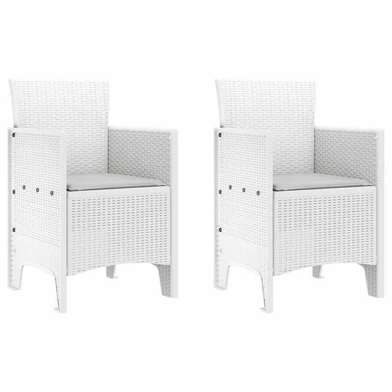 vidaXL Kerti Szék 2 pcs Fehér 53 x 49 x 85 cm PP