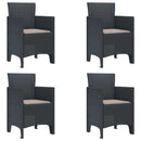 vidaXL Kerti Szék párnával 4 pcs Antracit 53 x 49 x 85 cm Polipropilén