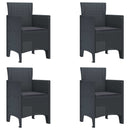 vidaXL Kerti Szék párnával 4 pcs Antracit 53 x 49 x 85 cm Polipropilén