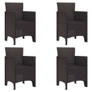 vidaXL Kerti Szék párnával 4 pcs Barna 53 x 49 x 85 cm Polipropilén