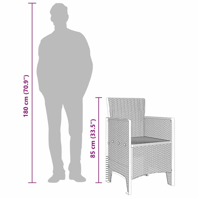 vidaXL Kerti Szék 4 pcs Barna 53 x 49 x 85 cm PP