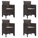 vidaXL Kerti Szék párnával 4 pcs Barna 53 x 49 x 85 cm Polipropilén