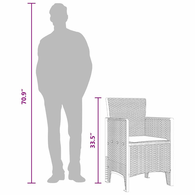 vidaXL Kerti Szék 4 pcs Barna 53 x 49 x 85 cm PP