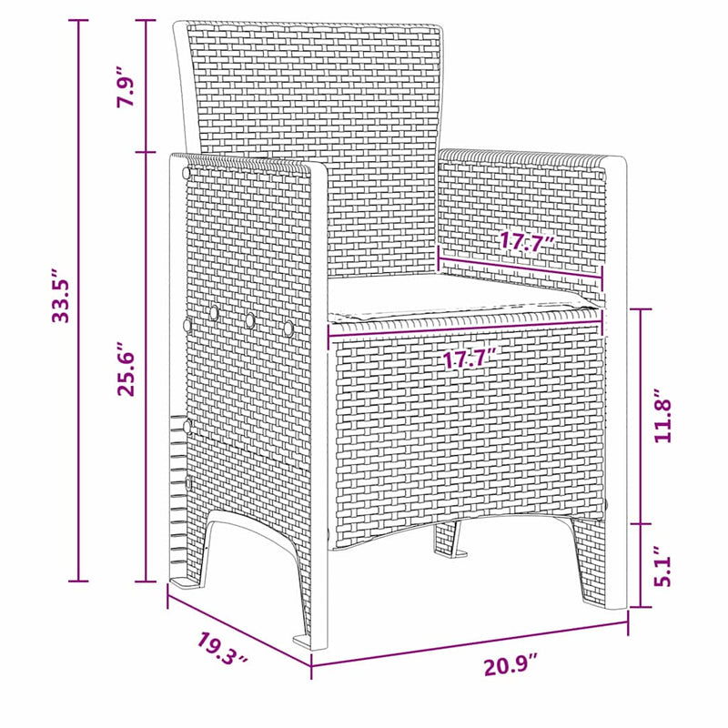 vidaXL Kerti Szék 4 pcs Fehér 53 x 49 x 85 cm PP