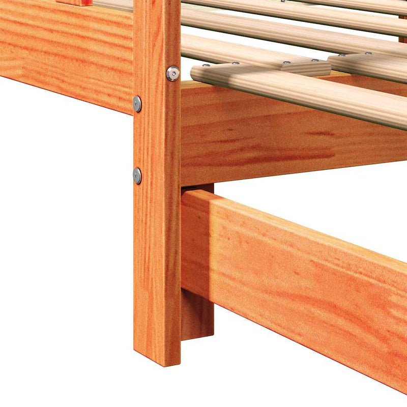 vidaXL Nappali ágy kihúzható ágyneműtartóval Viaszbarna 90 x 200 cm