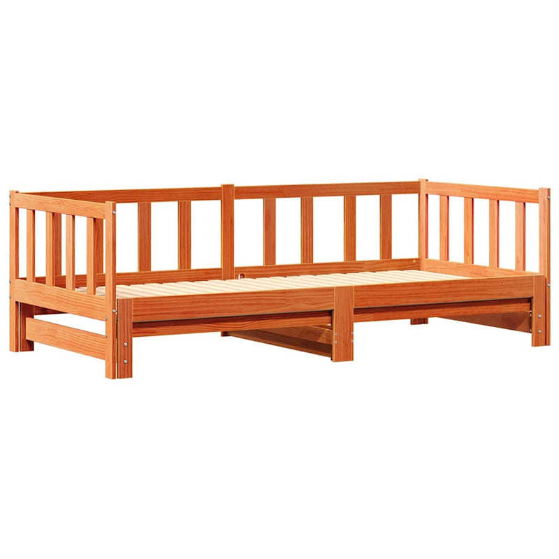 vidaXL Nappali ágy kihúzható ágyneműtartóval Viaszbarna 90 x 200 cm