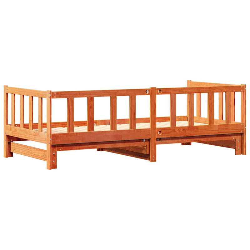 vidaXL Nappali ágy kihúzható ágyneműtartóval Viaszbarna 90 x 200 cm