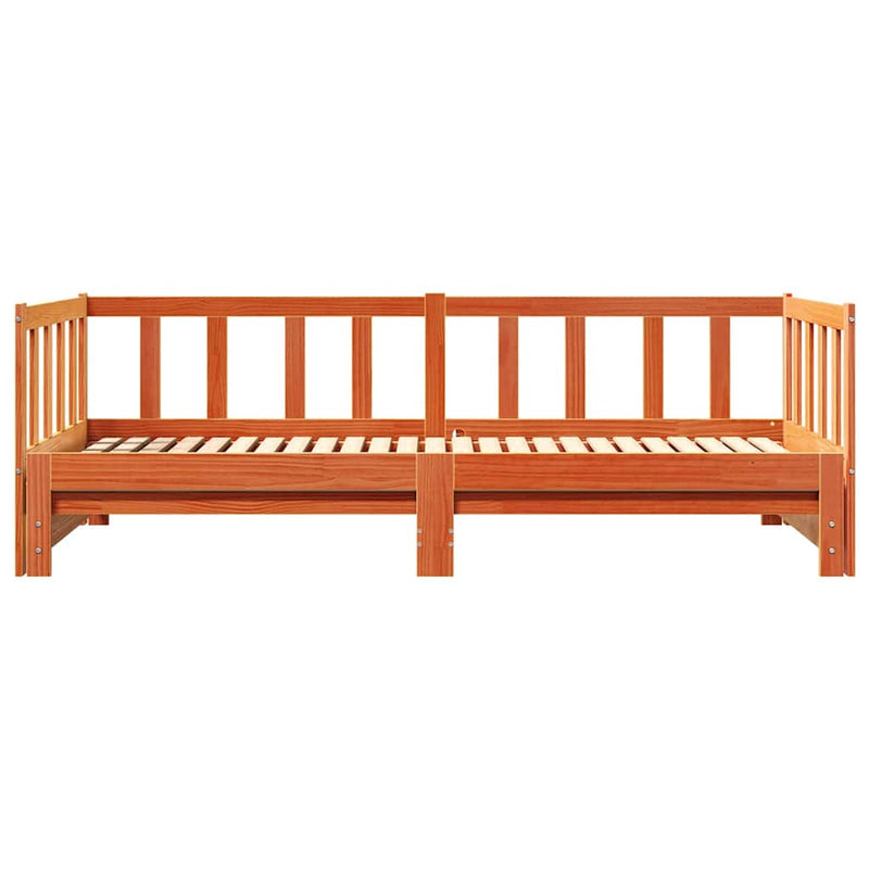 vidaXL Nappali ágy kihúzható ágyneműtartóval Viaszbarna 90 x 200 cm