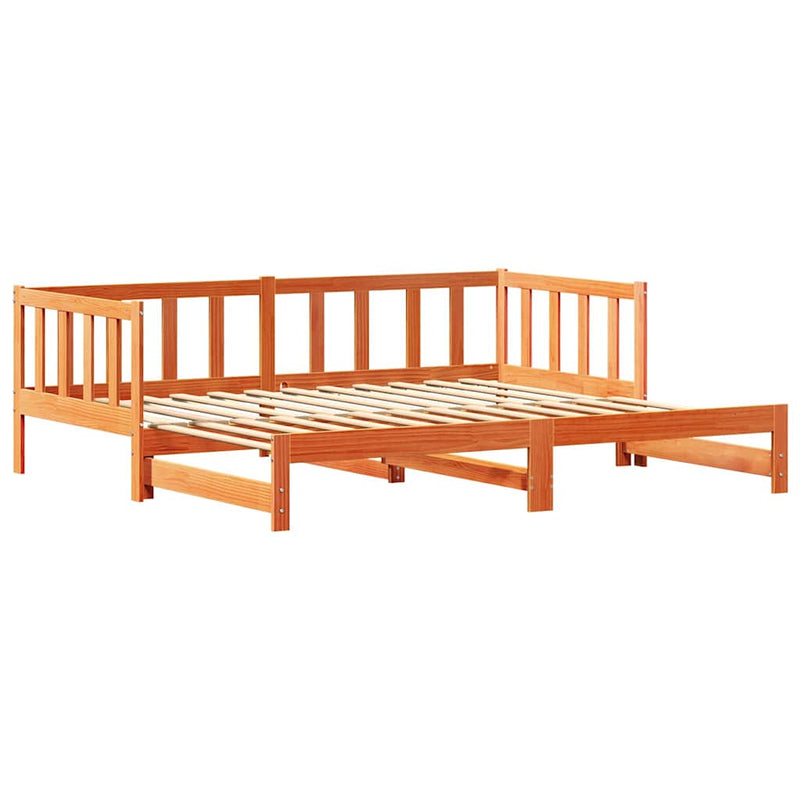 vidaXL Nappali ágy kihúzható ágyneműtartóval Viaszbarna 90 x 200 cm