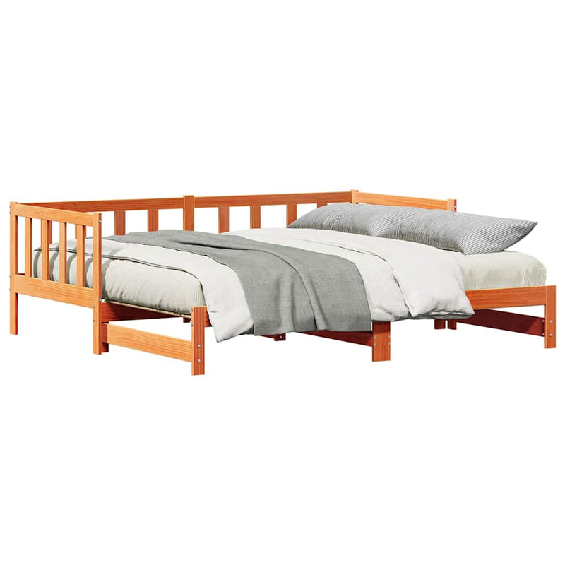 vidaXL Nappali ágy kihúzható ágyneműtartóval Viaszbarna 90 x 200 cm