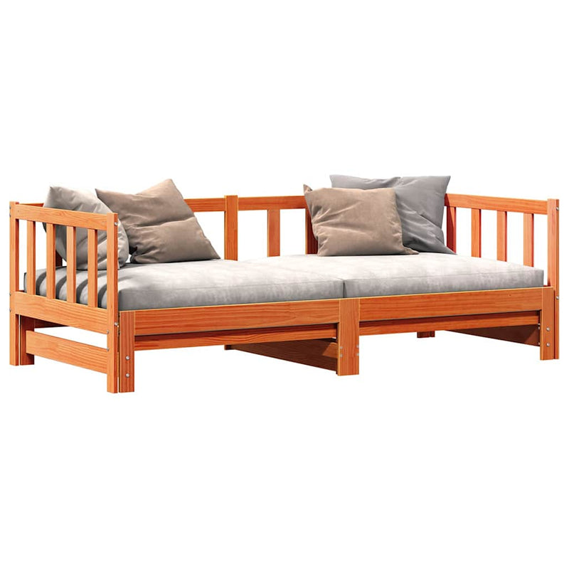 vidaXL Nappali ágy kihúzható ágyneműtartóval Viaszbarna 90 x 200 cm